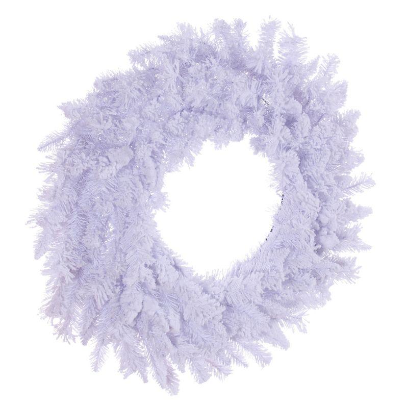 24" Flocked White PVC Winter Christmas Wreath