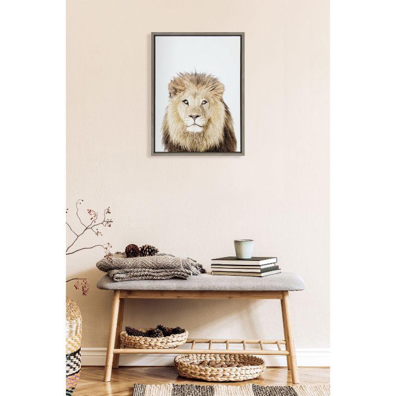 18"x24" Sylvie Lion Thinking Portrait Framed Canvas by Amy Peterson - Kate & Laurel All Things Decor