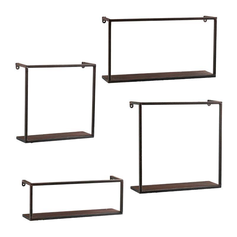 Holly & Martin Zyther Metal Wall Shelves - 4pc Set - Antique Black/Brown - SEI