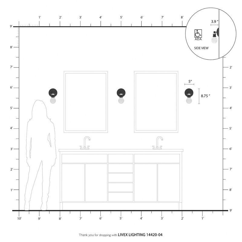 Livex Lighting Lansdale 1 - Light Vanity in  Black/Brushed Nickel