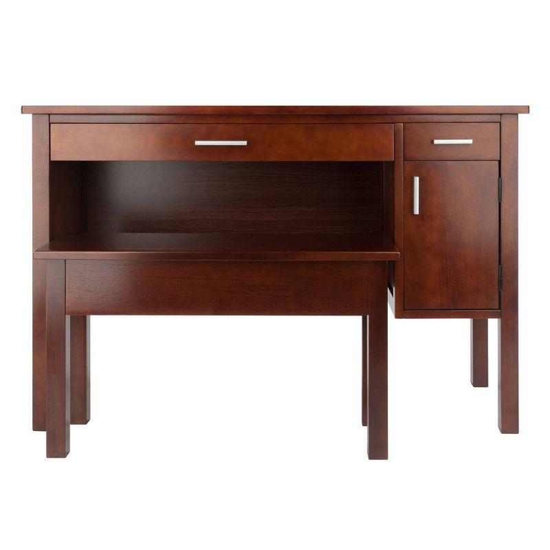 2pc Emmett Desk Set with Bench Walnut - Winsome