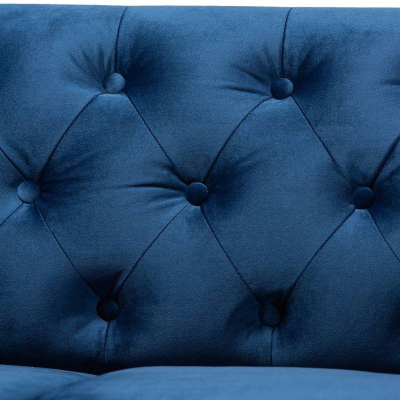 Emma Velvet Upholstered Button Tufted Chesterfield Sofa - Baxton Studio