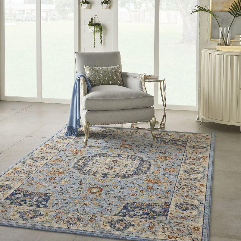 Nourison Majestic MST03 Blue/Ivory/Red Indoor Area Rug - 5'6 x 8'