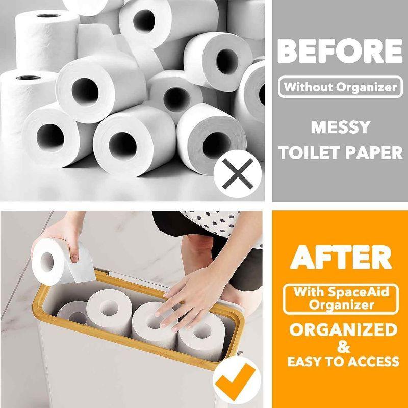 Extra Large Toilet Paper Storage With Lid, Holds Up To 24 Regular Rolls Or 18 Mega Rolls, Slim Basket Holder Bin Container For Bathroom Accessories Organizer