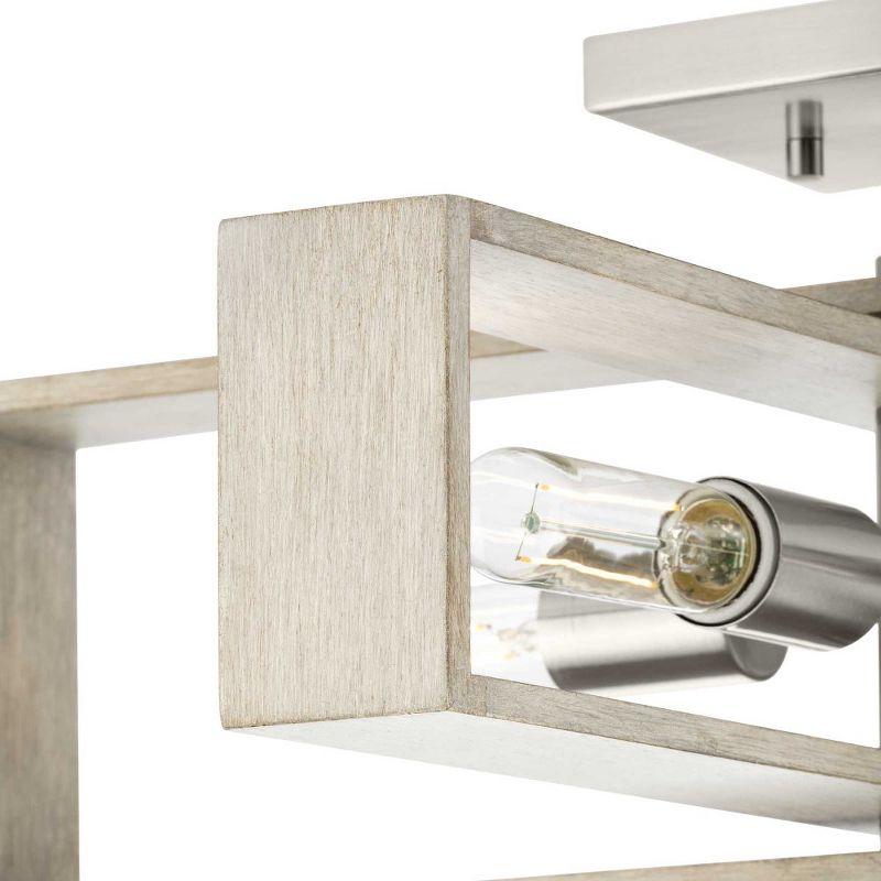 Progress Lighting, Boundary Collection, 4-Light Flush Mount, Brushed Nickel, Grey Washed Oak Wood