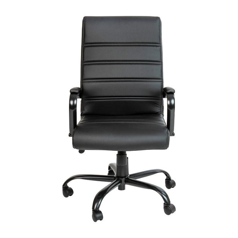 Flash Furniture High Back Black LeatherSoft Executive Swivel Office Chair with Black Frame and Arms