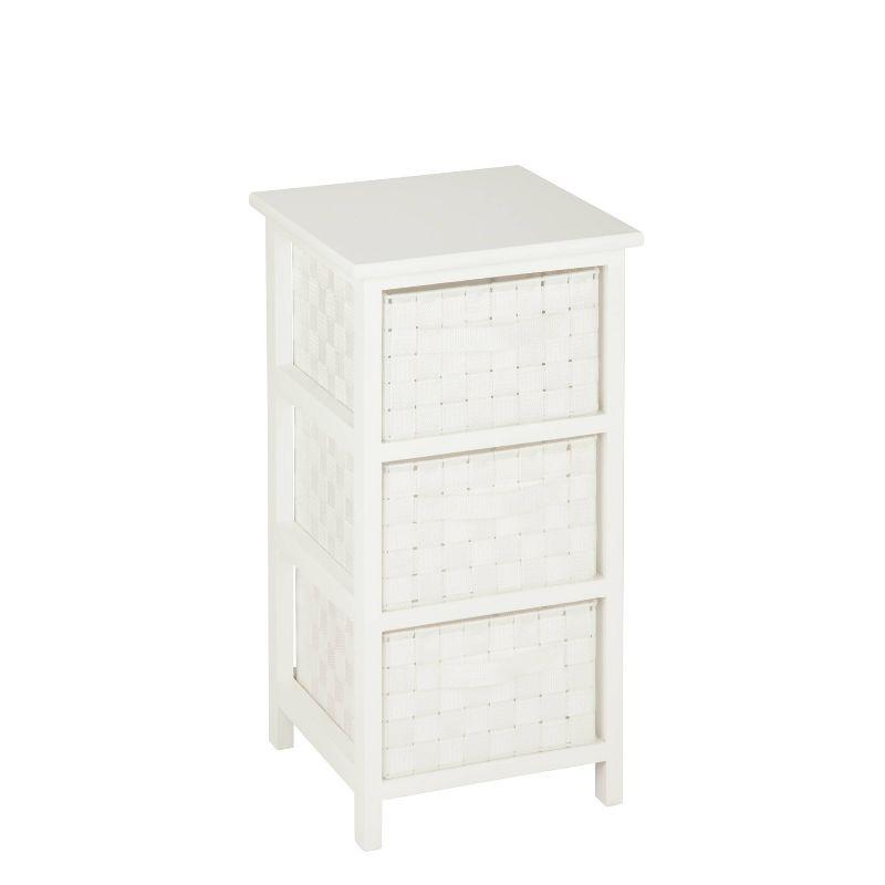 Honey-Can-Do 3 Drawer Chest White: Decorative Storage Drawers, Wood Surface, 24" Height, 12" Depth, 3 Shelves