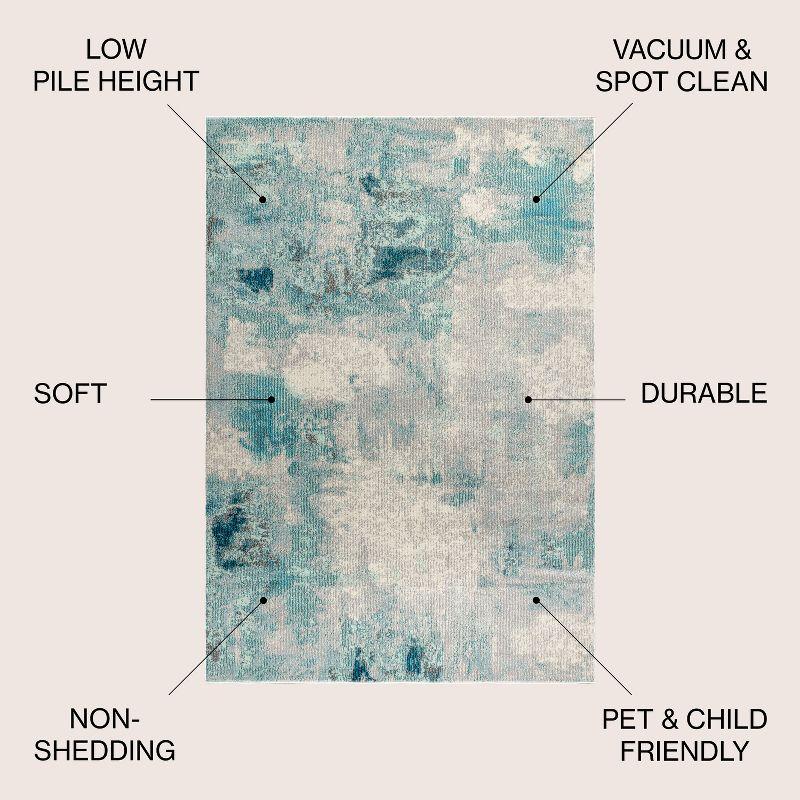 6'x 9' Contemporary POP Modern Abstract Vintage Area Rug, Cream/Blue - JONATHAN Y
