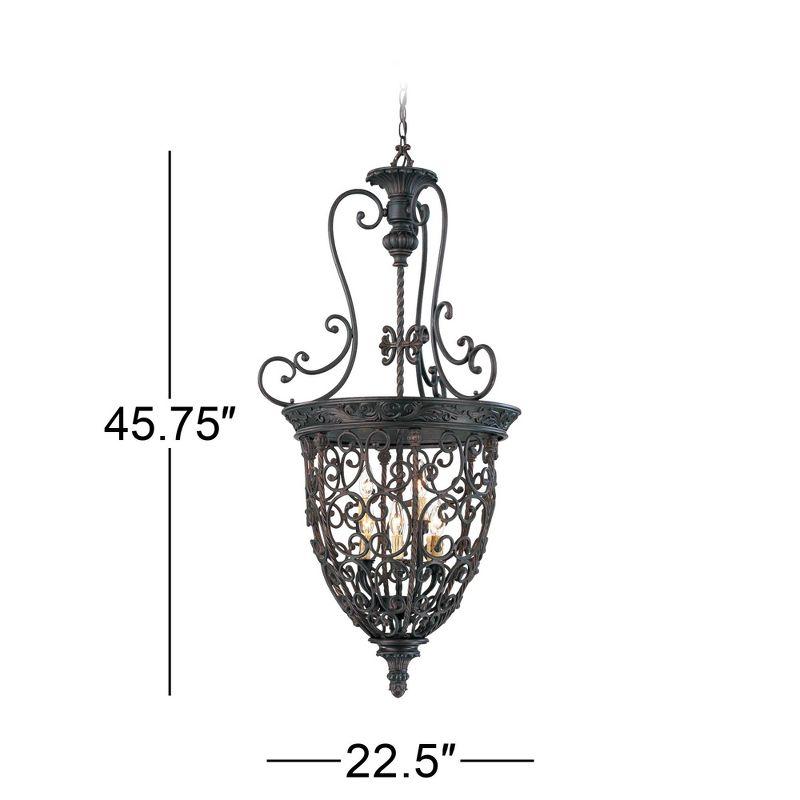 Franklin Iron Works French Scroll Rubbed Bronze Chandelier 22 1/2" Wide Rustic 9-Light Fixture for Dining Room House Kitchen Island Entryway Bedroom