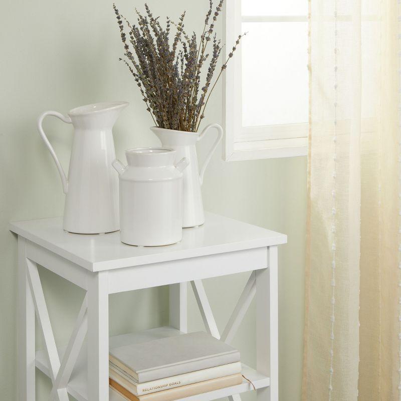 Farmlyn Creek 3 Piece Set Ceramic Pitcher Vases for Home Decor, Small White Centerpieces for Living Room, 3 Sizes