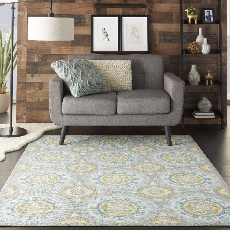 Waverly Sun & Shade "Solar Flair" Jade Indoor/Outdoor Area Rug by Nourison SND16 4'3" x 6'3"