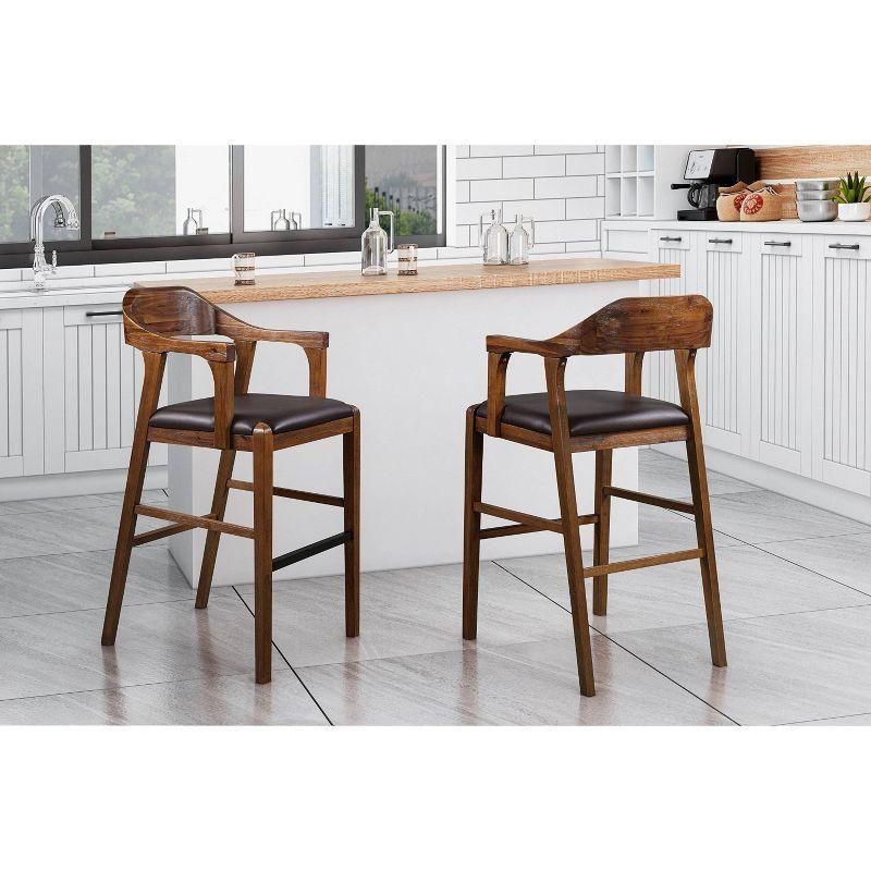 Rasmus Stationary Barstool: 29" Faux Leather, Eco-Friendly Wood, Fixed Height - Boraam