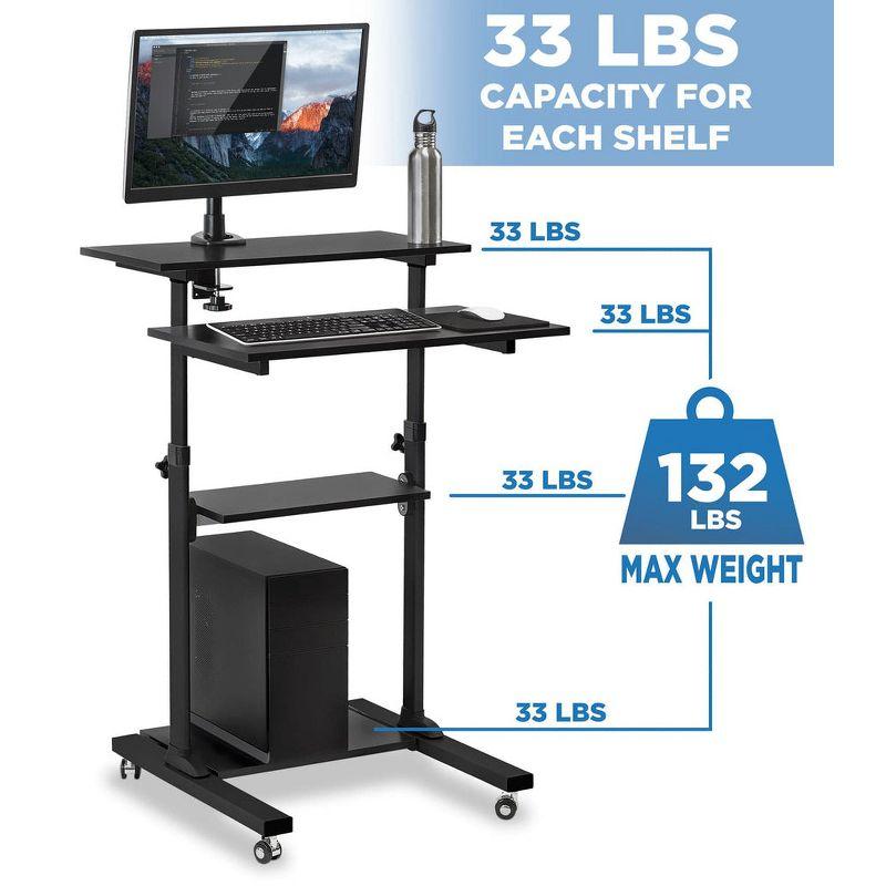 Mount-it Mount-It! Mobile Standing Desk and Rolling Presentation Cart ,27.5-Inch Platform, Locking Wheels