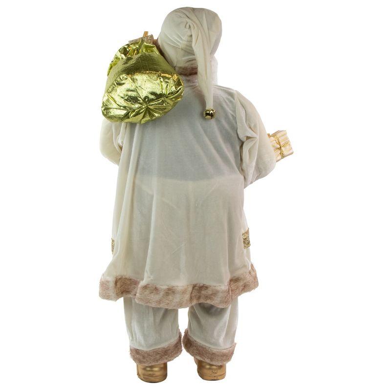 White and Ivory Santa Claus with Gift Bag Christmas Figure