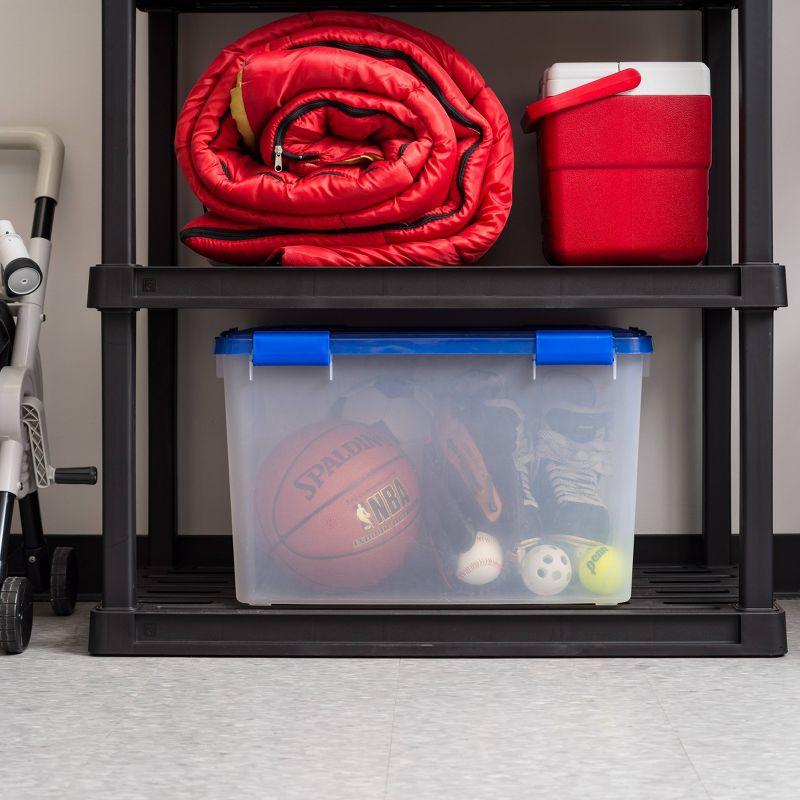 Blue and Clear Heavy-Duty Plastic Stackable Storage Box with Lid