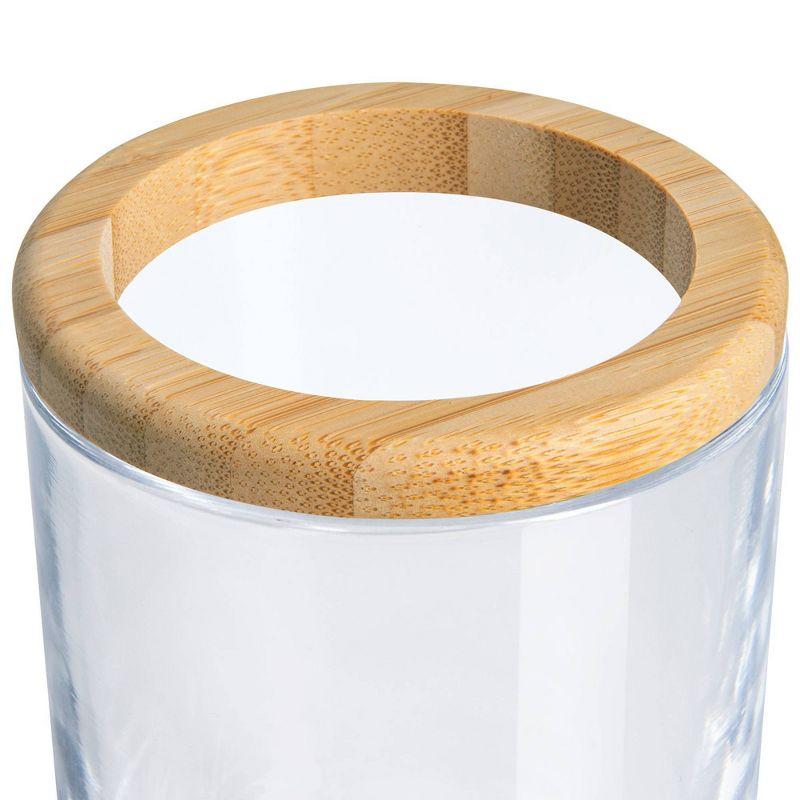 Clear Glass and Bamboo Spa Toothbrush Holder