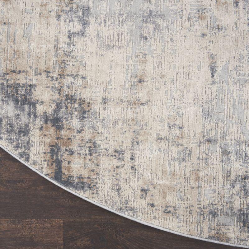 Nourison Rustic Textures Abstract Indoor Area Rug Grey/Beige 7’10” x Round