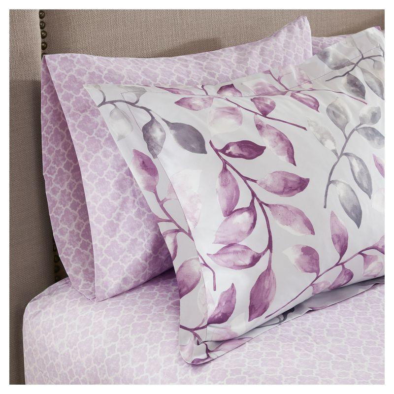 Lafael Purple/White Microfiber Reversible Traditional Comforter Set with Cotton Bed Sheets