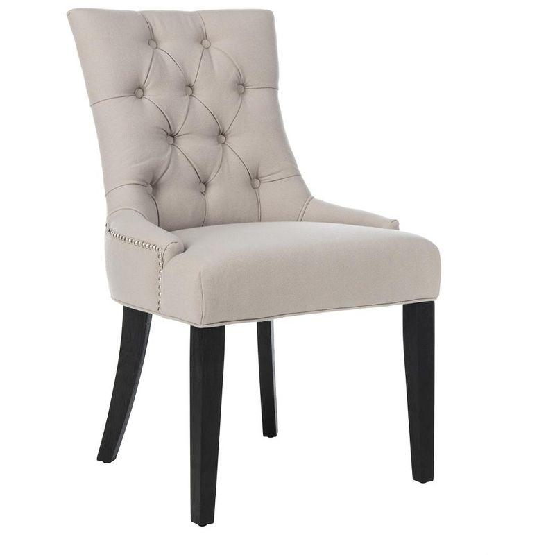 Elegant Taupe Linen and Birch Wood Parsons Side Chair Set