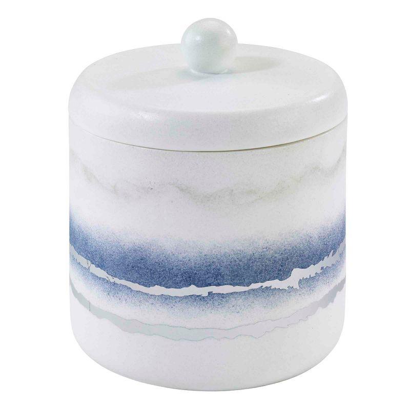 Murano Marble-Inspired White and Blue Resin Bath Accessory Set