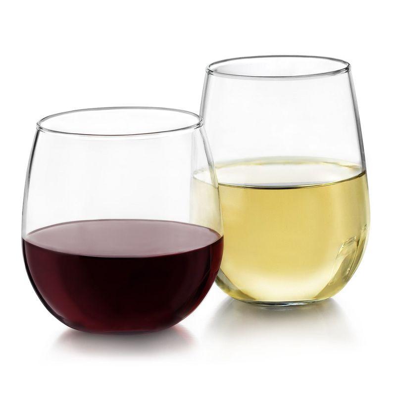 Libbey Stemless 12 Piece Wine Glass Party Set for Red and White Wines