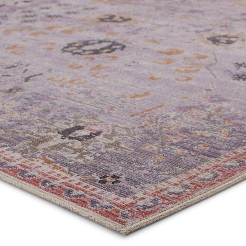 2'6"x4' Elva Indoor/Outdoor Oriental Area Rug Purple/Gold - Jaipur Living: Mid-Century Modern Floral, Weather-Resistant