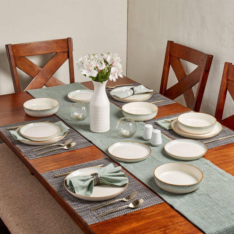 Hanover Sea 12-Piece Ceramic Dinnerware Set in Turquoise