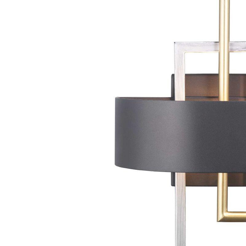 Progress Lighting Adagio 2-Light Wall Sconce, Black, Geometric Pattern, Steel, Damp Rated, Brushed Silver and Brass Accents