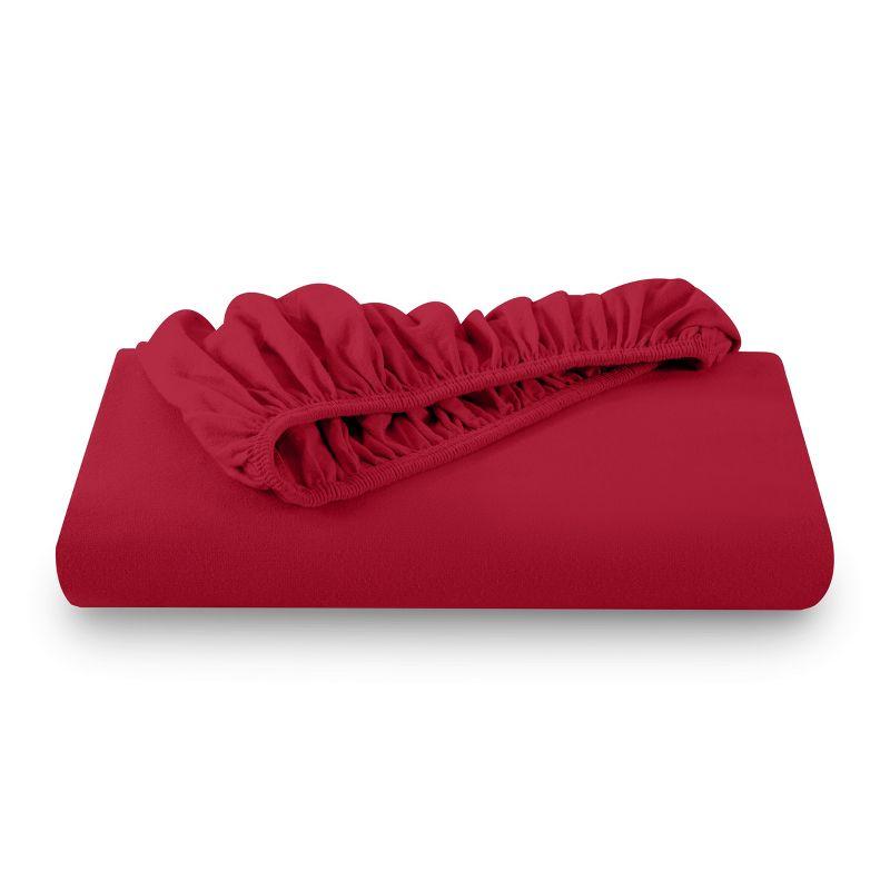 Twin Size Red Cotton Flannel Fitted Sheet by Bare Home