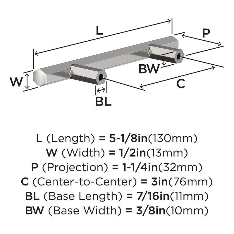 Polished Chrome 3-Inch Modern Bar Cabinet Pull