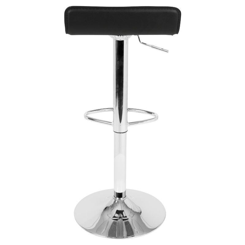 HomeRoots Set of Two Black and Silver Faux Leather and Metal Low Back Adjustable Height Swivel Bar Chairs | Wayfair