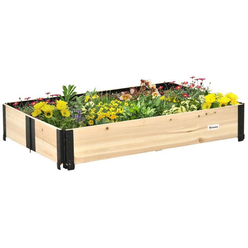 Natural Wood Foldable Raised Garden Bed for Patio and Yard