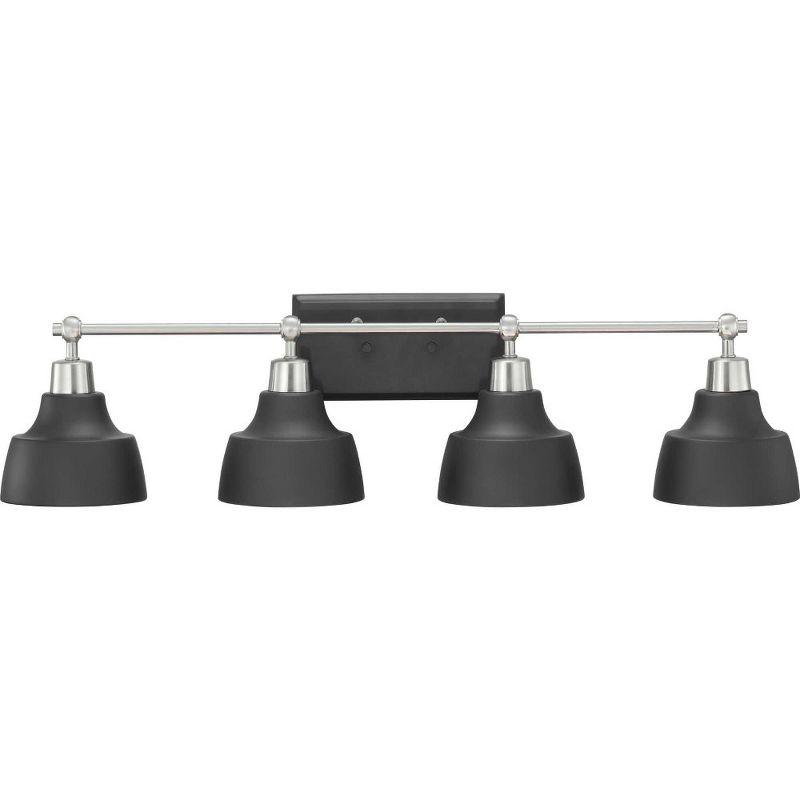 Progress Lighting Bramlett 4-Light Bath Vanity, Steel, Polished Chrome, Graphite Metal Shades