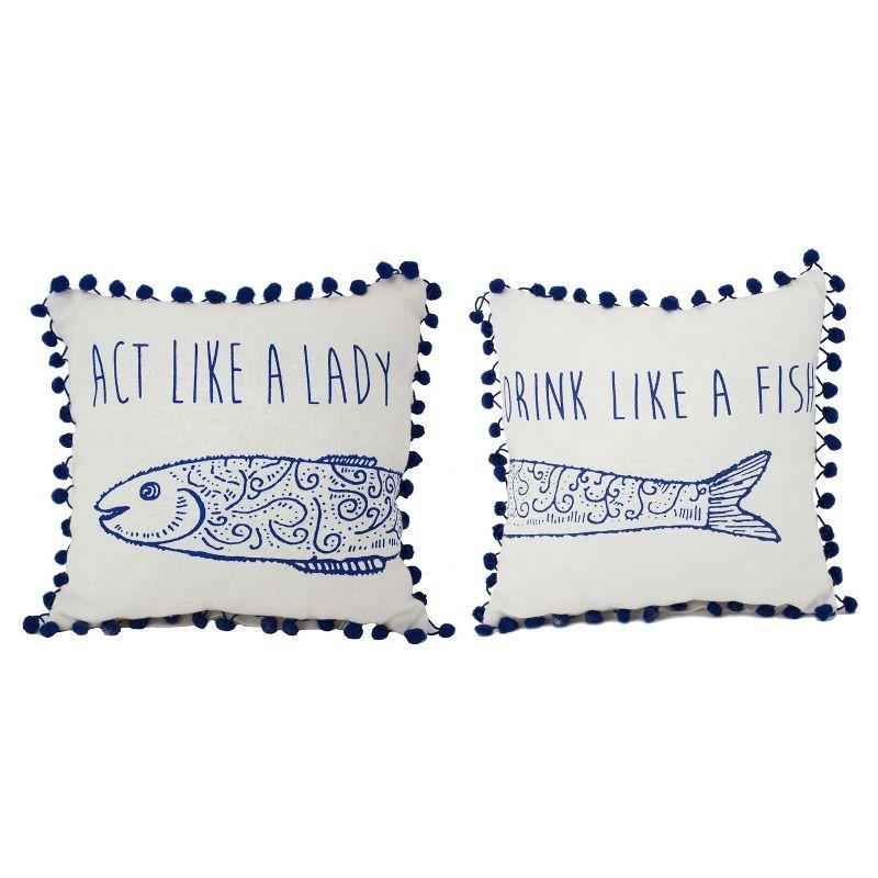 Beachcombers 10" x 10" Act Like a Lady Small Petite  Size Accent Throw  Pillow Set of 2