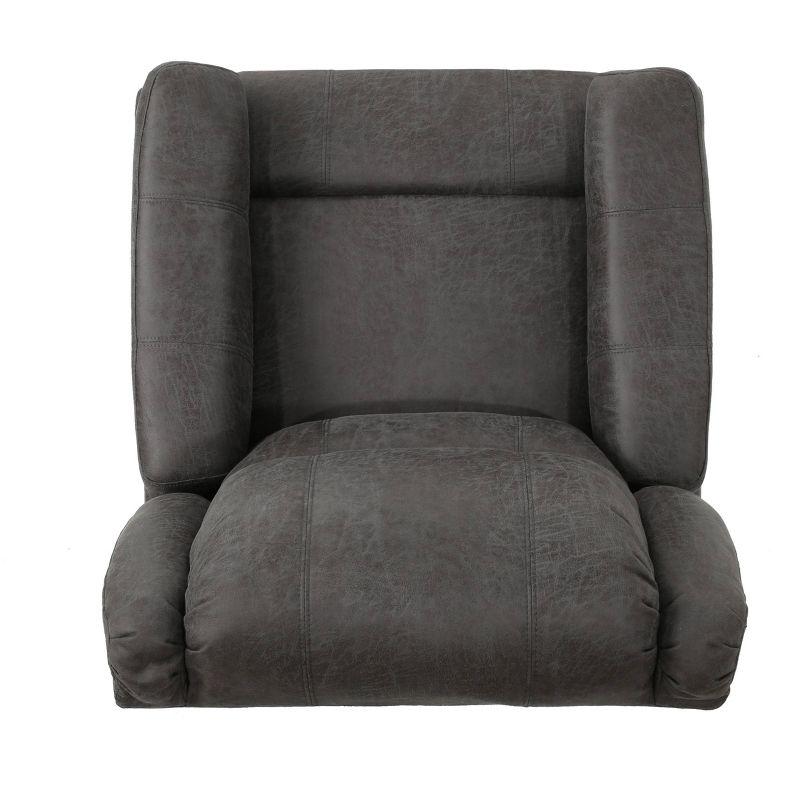 Slate Microfiber Swivel Recliner with Tufted Back