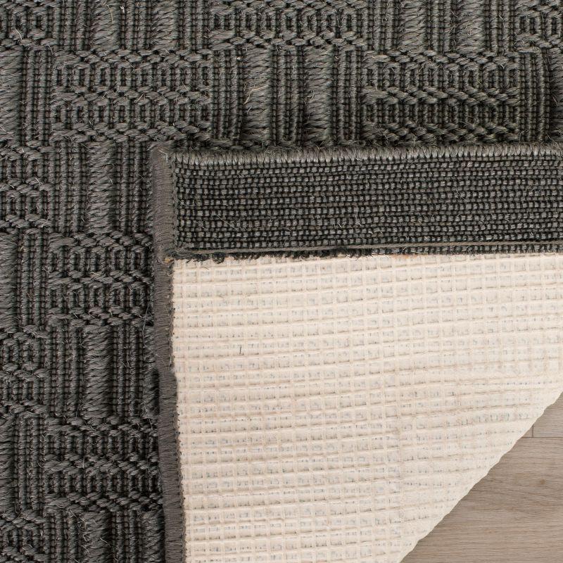 Gray Geometric Hand-Knotted Sisal Area Rug