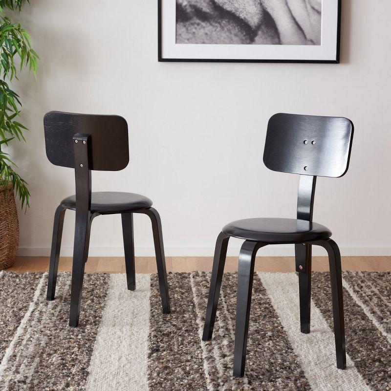 Elegant Black Bentwood Low-Back Stackable Dining Chair, Set of 2