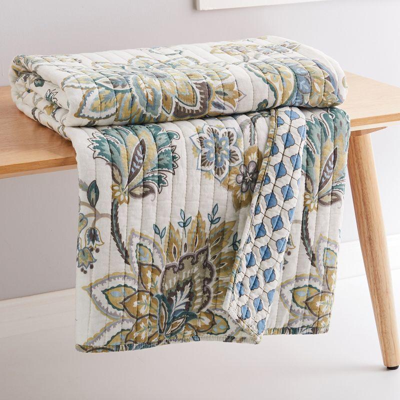 Palladium Grey Floral Quilted Throw - Levtex Home