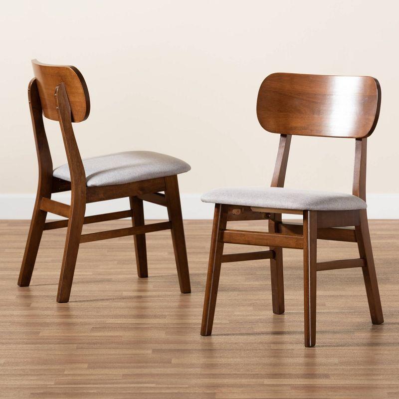 2pc EuclidWood Dining Chair Set Gray/Brown - Baxton Studio: Comfortable Seating, Angled Legs, Polyester