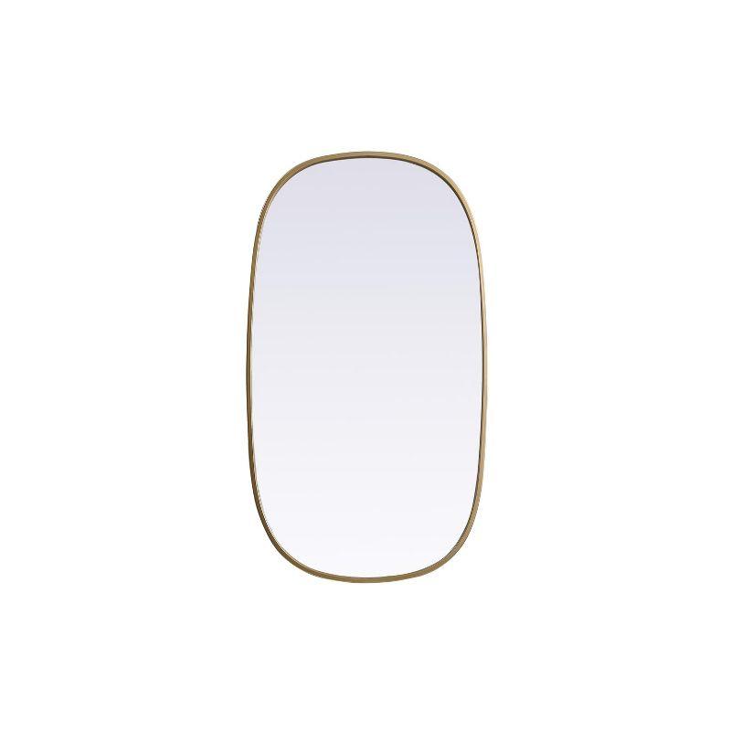 Elegant Lighting Metal Frame Oval Mirror 20x36 Inch in Brass
