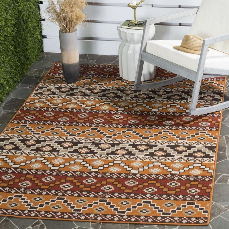 Veranda VER095 Power Loomed Indoor/Outdoor Area Rug - Red/Chocolate - 5'3"x7'7" - Safavieh