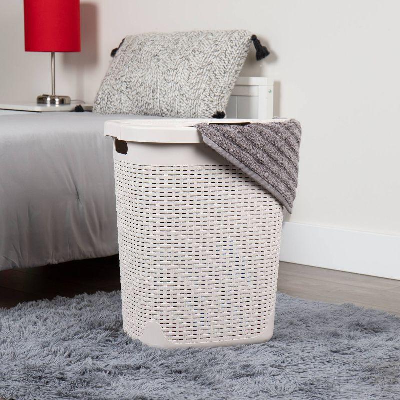 Mind Reader Mind Reader 50L Slim Laundry Hamper, Clothes Basket, Lid, Wicker Design, Plastic