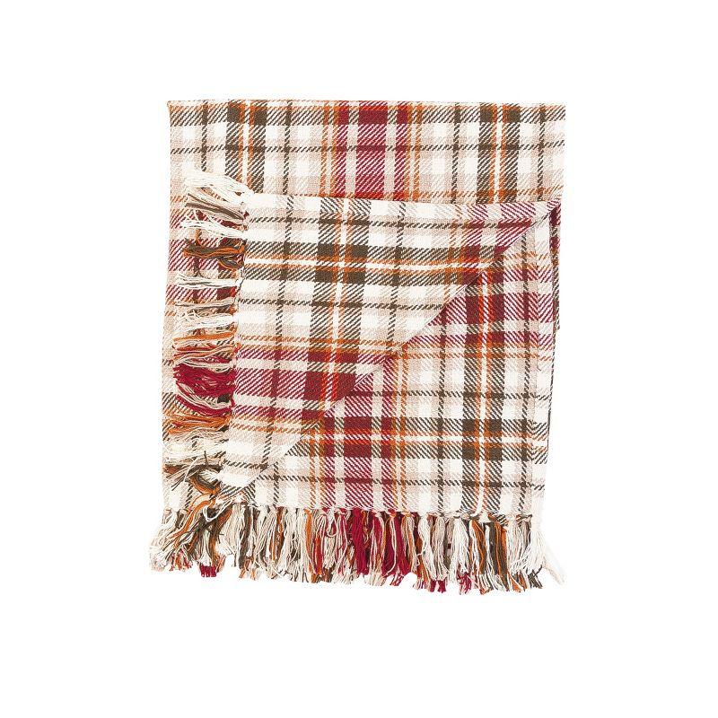 Samuel Autumn Plaid Cotton Throw Blanket with Fringe Tassels