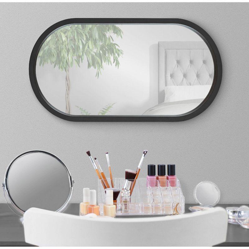 Kate & Laurel All Things Decor 12"x24" Travis Oval Wall Mirror Black: Modern Style, MDF Frame, No Assembly Required