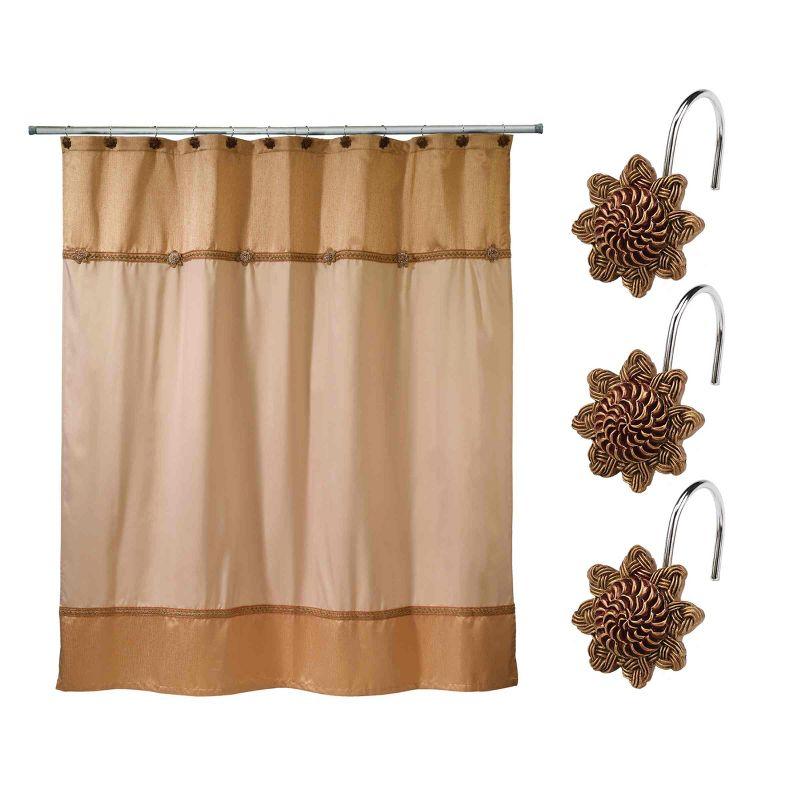 Avanti Linens Braided Medallion Shower Curtain & Hook Set