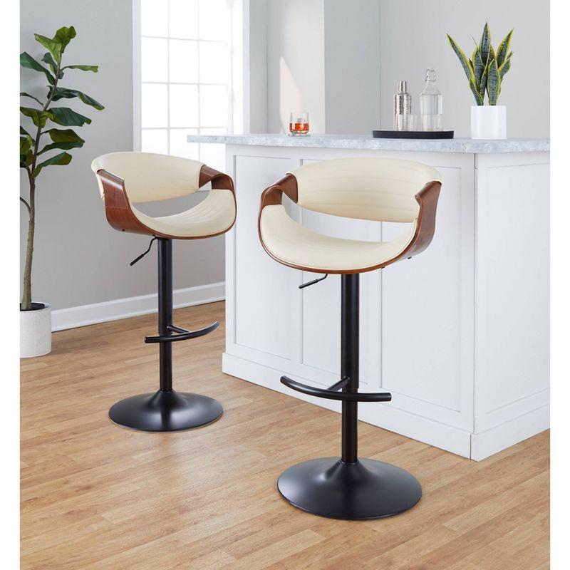 Swivel Upholstered Adjustable Height Counter Stool with Metal Frame