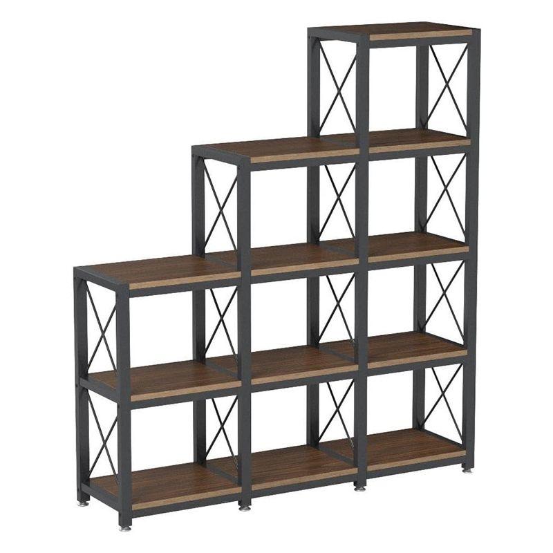 Hommoo Ladder Bookshelf, 12 Shelves Industrial Bookcase