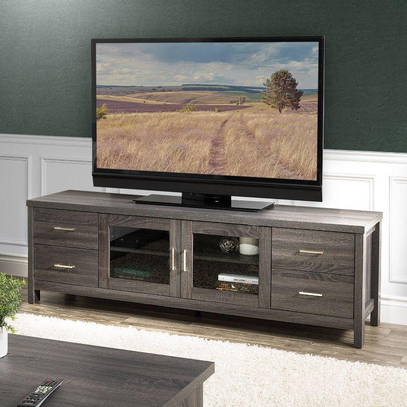 Hollywood Cabinet with Doors TV Stand for TVs up to 80" Dark Gray - CorLiving: Entertainment Center, Media Storage