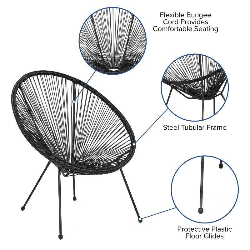 Black Woven Basket Papasan Bungee Lounge Chair