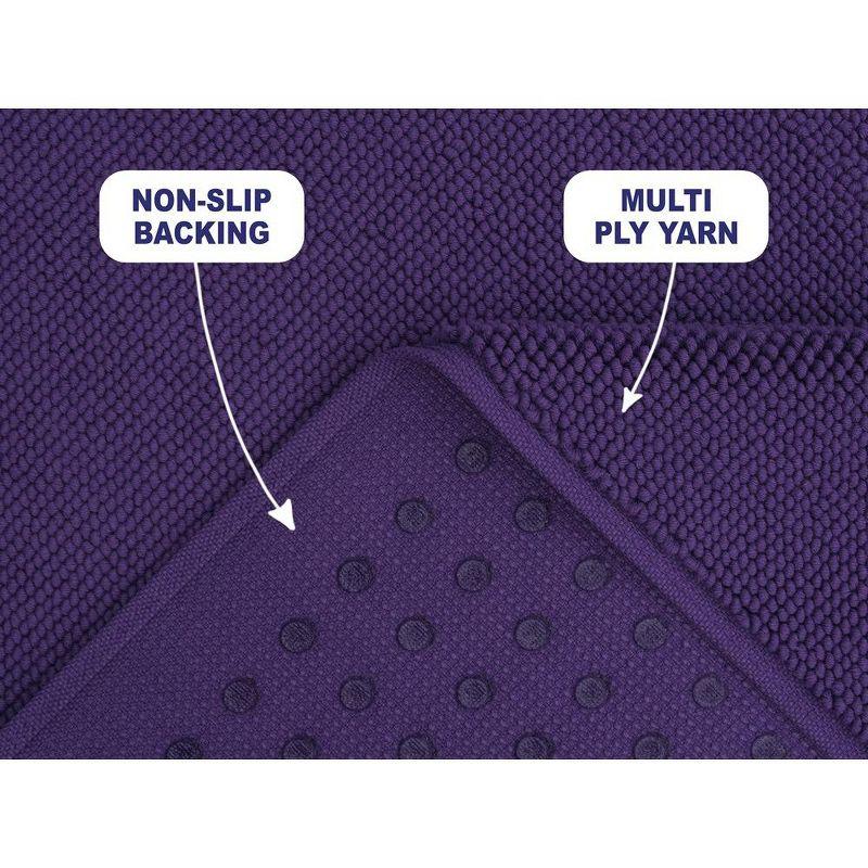 American Soft Linen 100% Cotton Bath Mat Rugs, 20x34 inches Slip Resistant Bottom Base Bath Mats for Bathroom, Purple